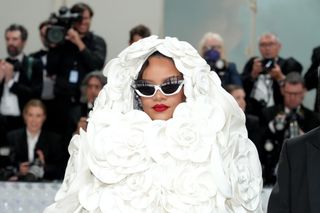 Rihanna attends the 2023 Met Gala Celebrating "Karl Lagerfeld: A Line Of Beauty" at Metropolitan Museum of Art on May 01, 2023 in New York City.