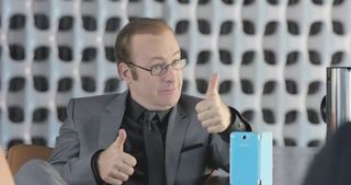 Bob Odenkirk gives an awkward thumbs-up