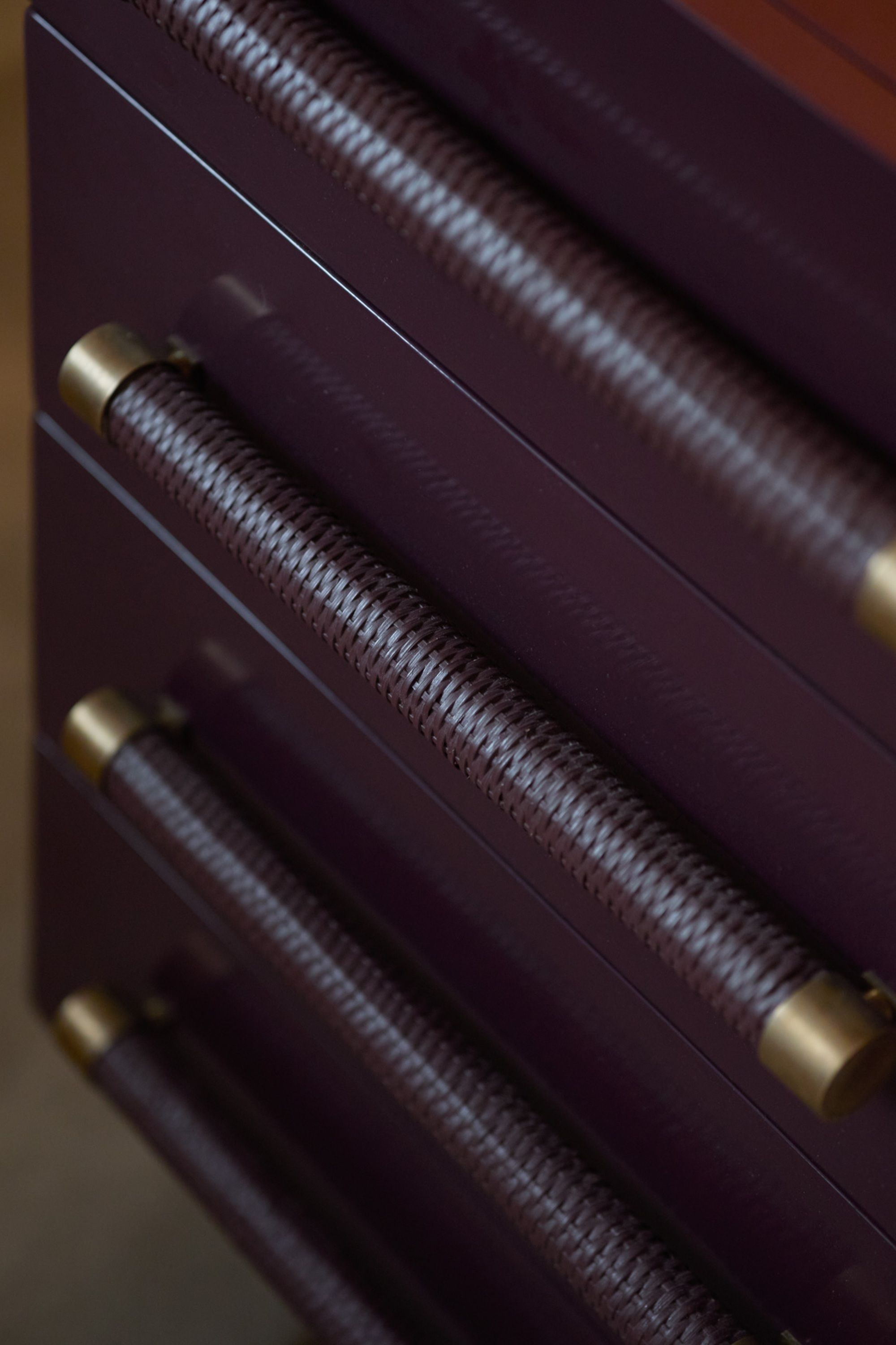 leather and brass drawer handles