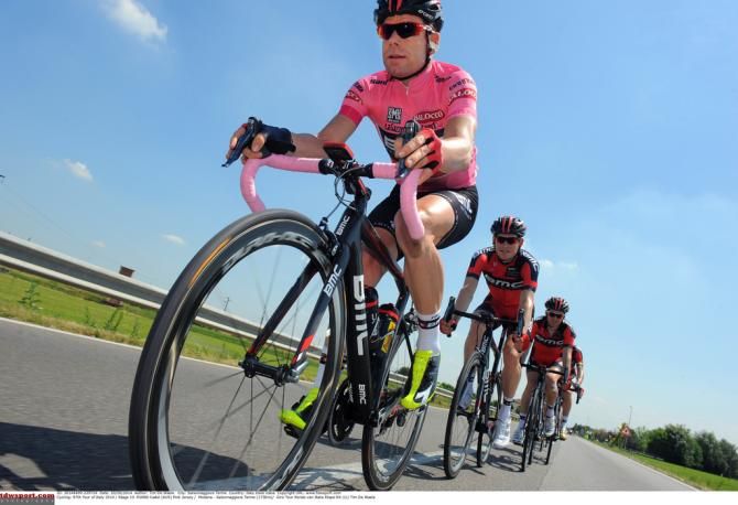 Cadel Evans clad in pink
