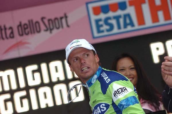 Di Luca won his first stage in 2007 but has now taken the Maglia Rosa twice.