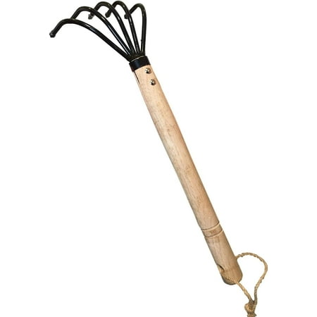 Garden Guru Hand Rake Claws, Military Grade Steel Soil Tiller, 5 Tine Japanese Ninja Claw Cultivator With Wood Handle