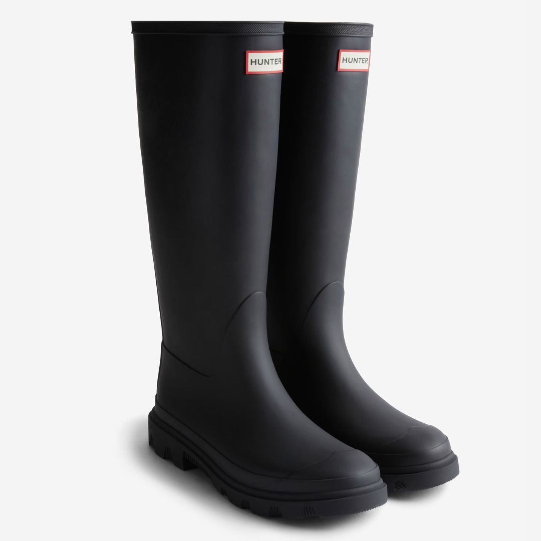 Hunter Black Downpour Knee-High Wellies