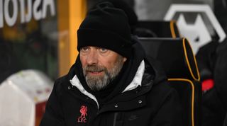 Liverpool manager Jurgen Klopp looks on during the FA Cup third round replay match between Wolverhampton Wanderers and Liverpool on 17 January, 2023 at Molineux in Wolverhampton, United Kingdom.