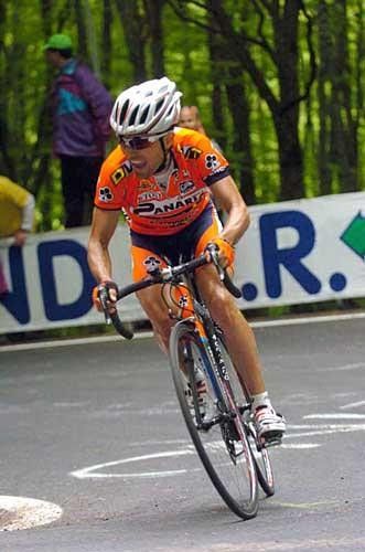 Emanuele Sella (Ceramica Panaria) was doing it tough near the end of stage 8