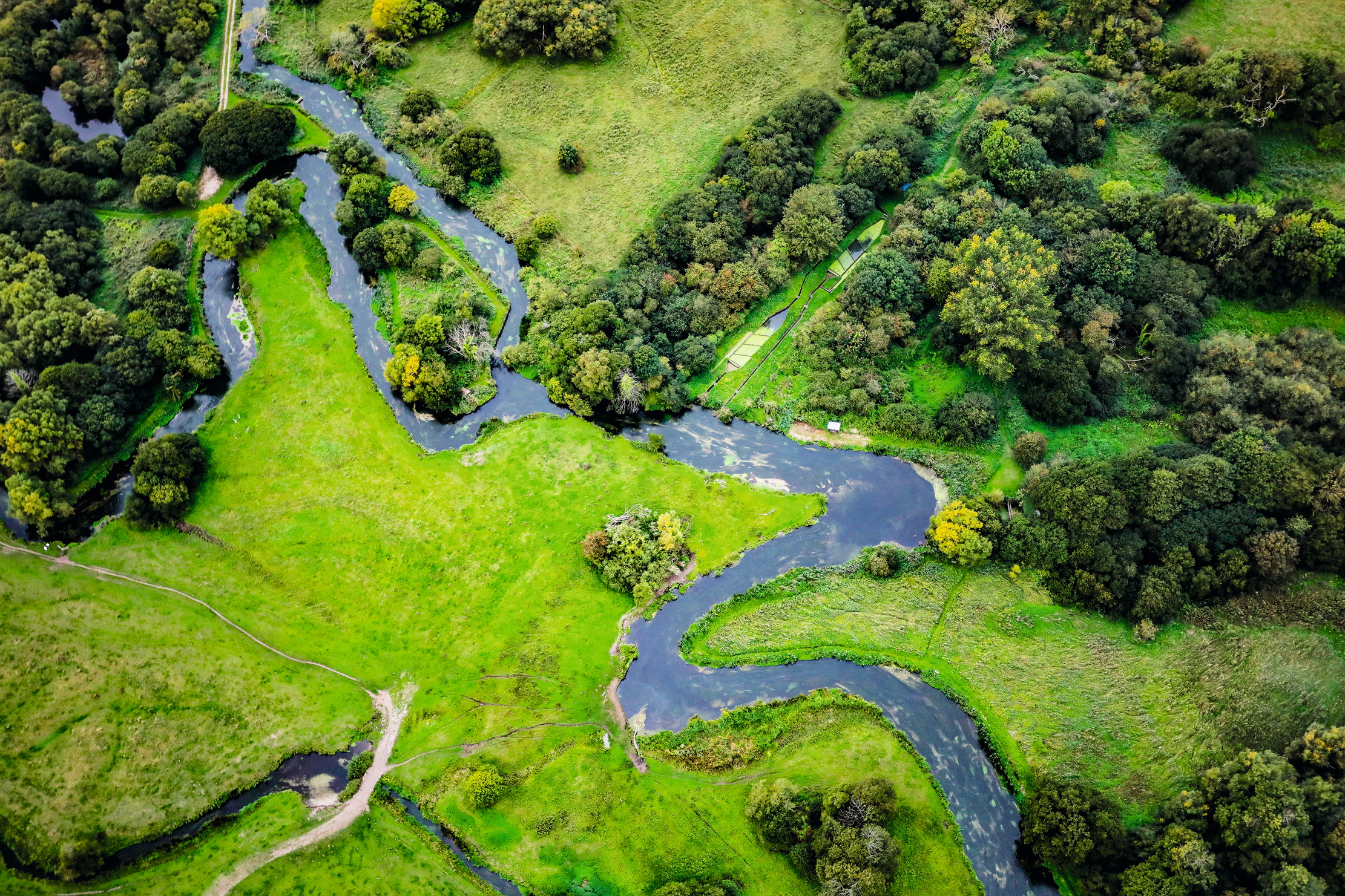 The River Test winding through the countryside