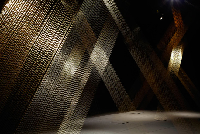 A room with lining lights