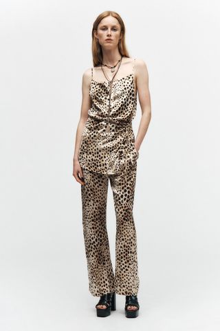 Zw Collection Animal Print Pyjama-Style Trousers