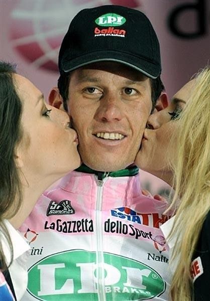The podium kisses feel good after a long day in the saddle.