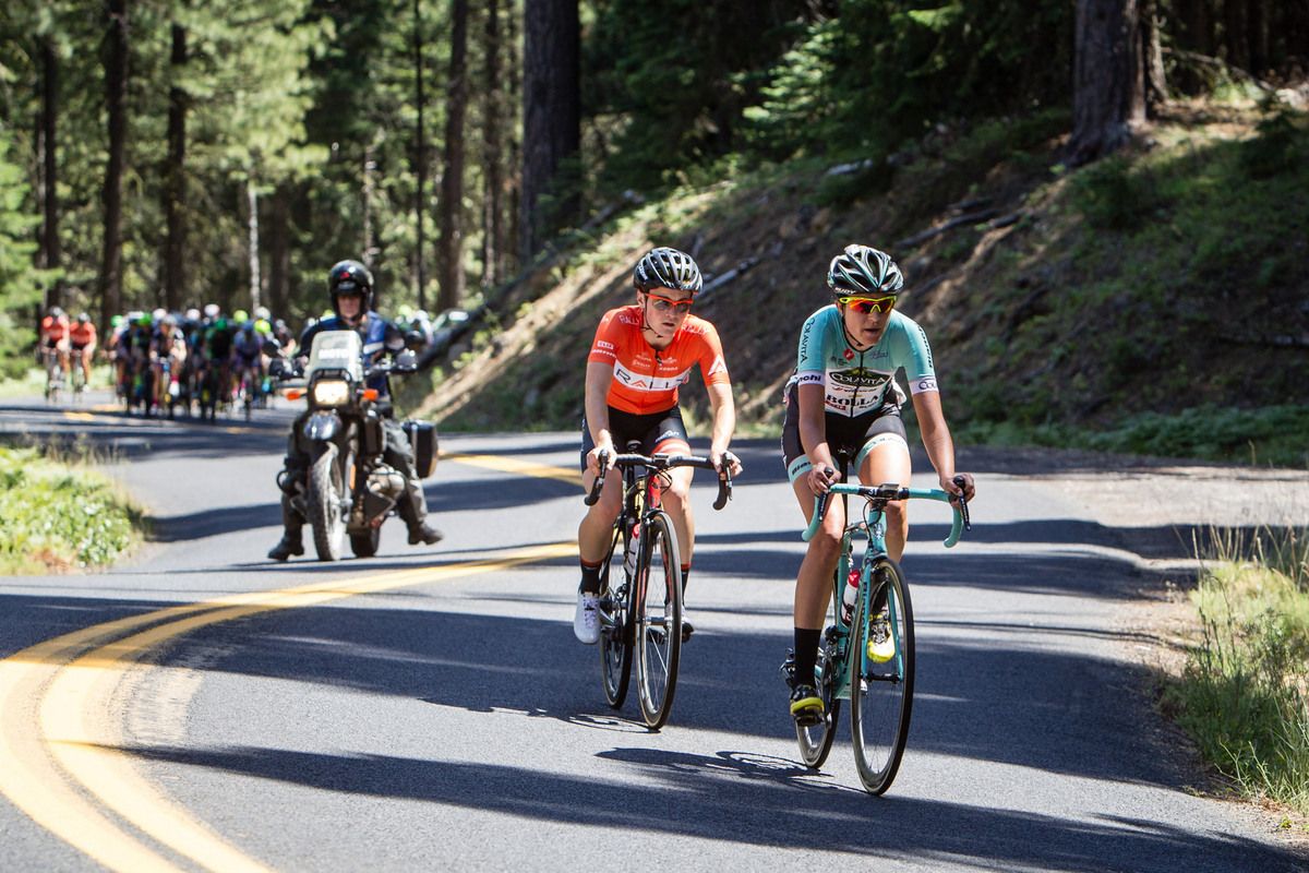 Abbi Mickey (Colavita) breaks away from the peloton