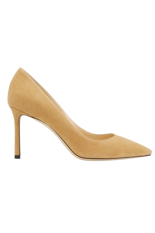 Romy 85 Caramel Suede Pointed-Toe Pumps