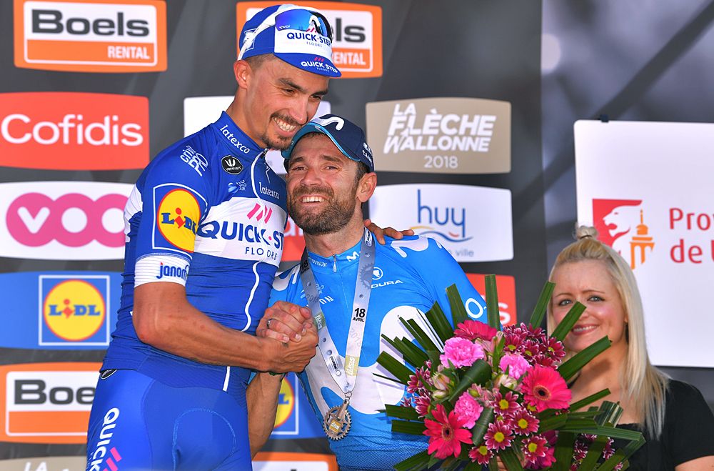 Julian Alaphilippe (Quick-Step Floors) ended Alejandro Valverde&rsquo;s run at La Fl&egrave;che Wallonne