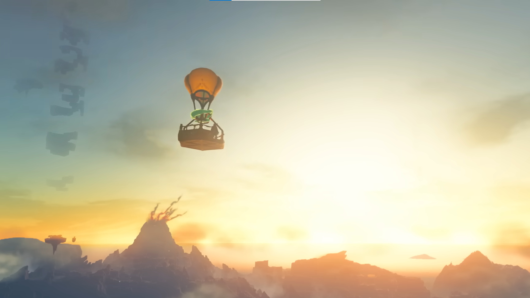 Une Montgolfière Survolant Hyrule, Avec La Montagne De La Mort À L'Horizon