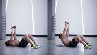 Weighted crunch reach abs exercise