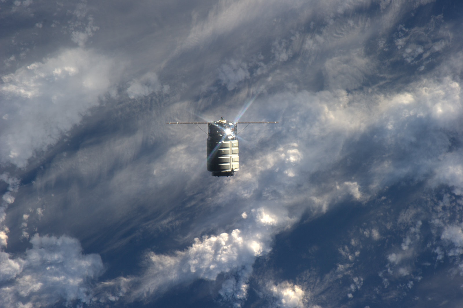 Orbital Sciences&#039; first Cygnus spacecraft is seen nearing the International Space Station in this photo taken by an astronaut aboard the orbiting lab on Sept. 29, 2013, during the spacecraft&#039;s first rendezvous.