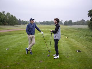 Dan Parker and Neil Tappin waiting tee off on the tee box