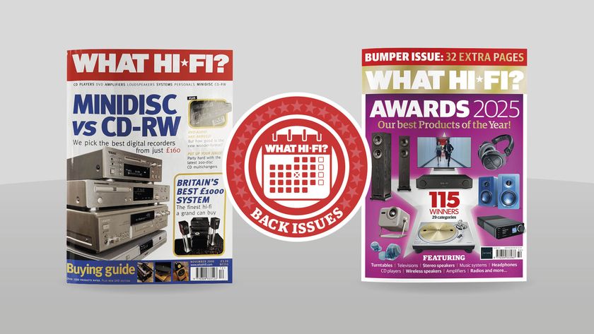 What Hi-Fi? Back Issues: November 2000 issue next to Awards 2025 magazine cover