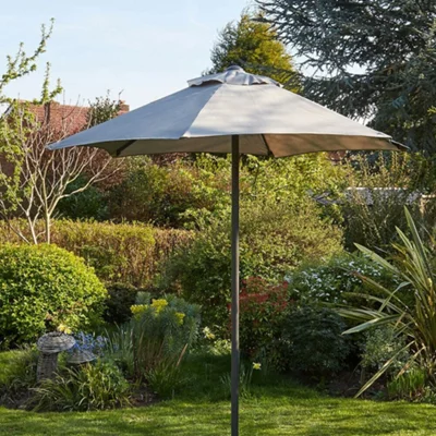 Home Source Gozo 2m Garden Outdoor Parasol Grey