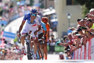 Thibaut Pinot (FDJ) fighting to third place and the bonus seconds