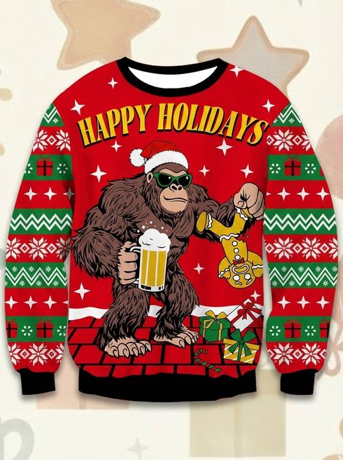Big Foot Beer Gingerbread Funny Knitted Jumper 