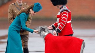 Kate Middleton with Seamus, the Irish Guards mascot