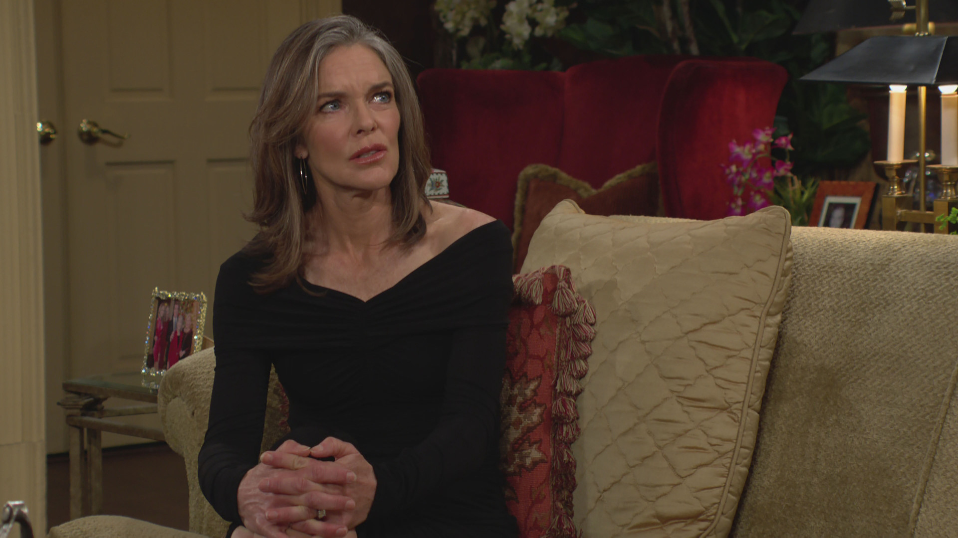 Susan Walters as Diane upset in the Abbott Mansion in The Young and the Restless