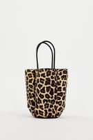 Zara, Animal Print Leather Mini Bucket Bag