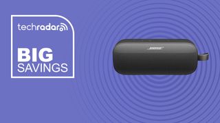 The Bose SoundLink Flex on a purple background with text saying Big Savings.