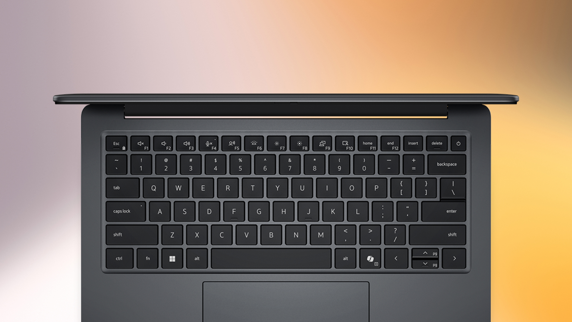 Dell Pro laptop top-down view showing keyboard