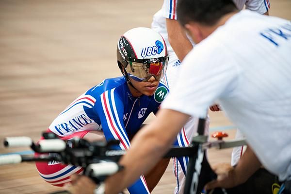 Olivia Montauban (France) before the start of the 500m time trial.