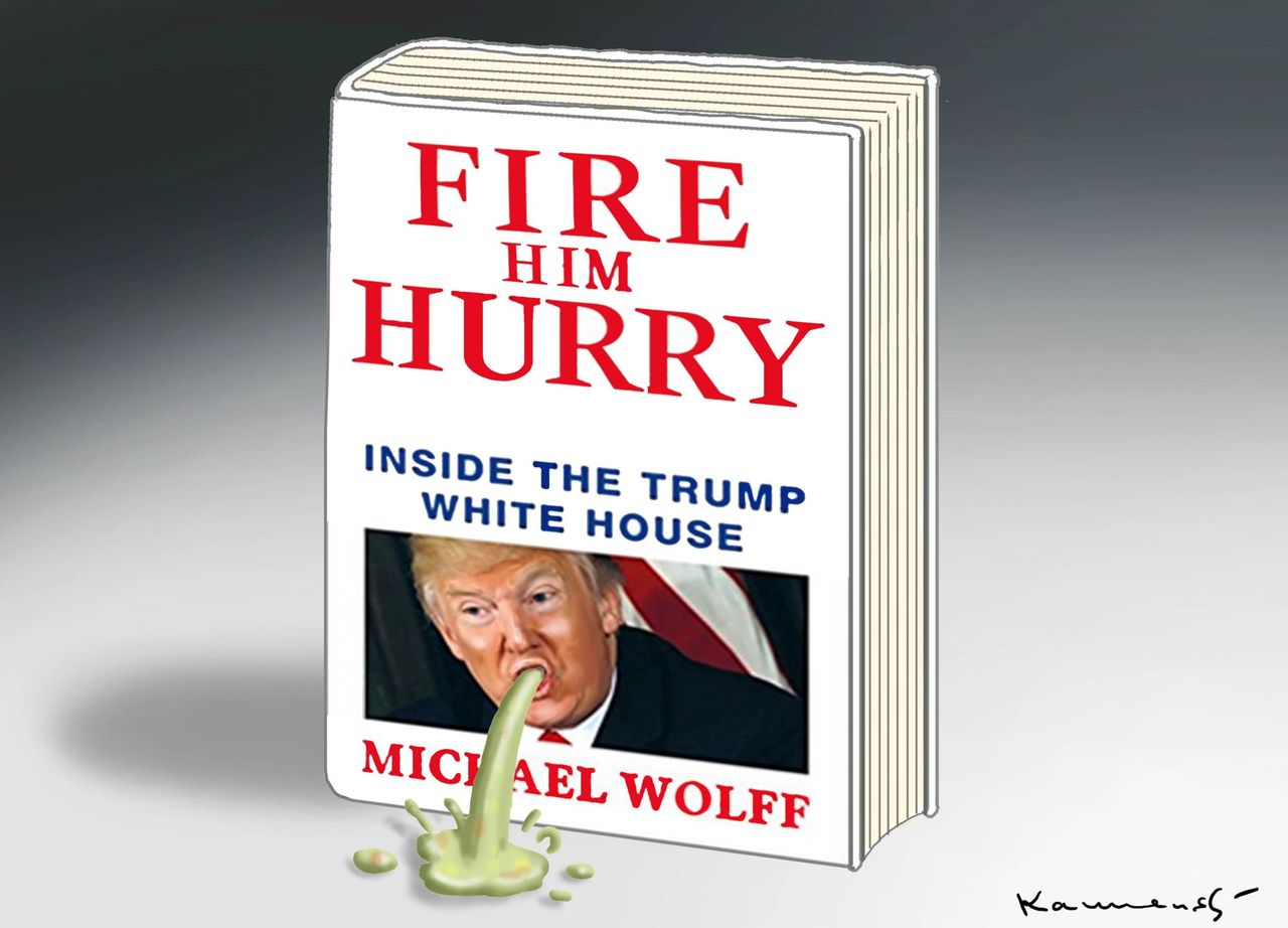 Political cartoon U.S. Fire and Fury Trump impeachment