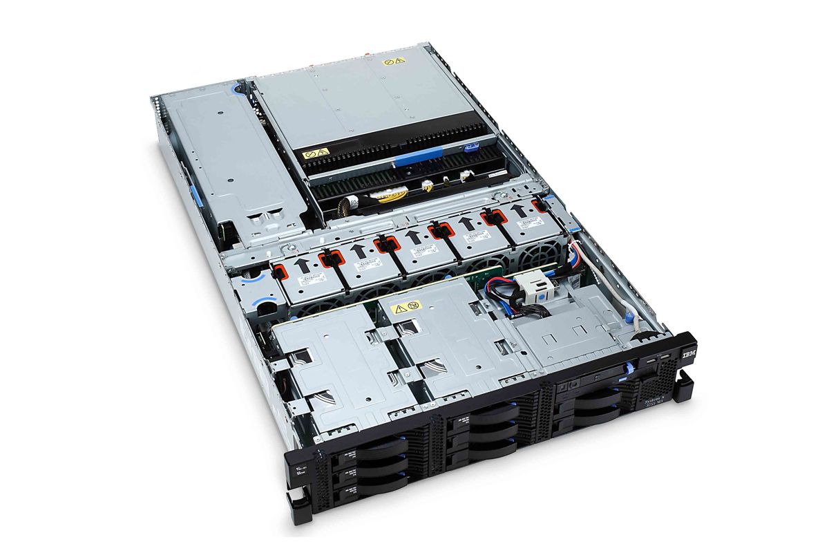 The IBM System x3755 M3 with its top panel removed