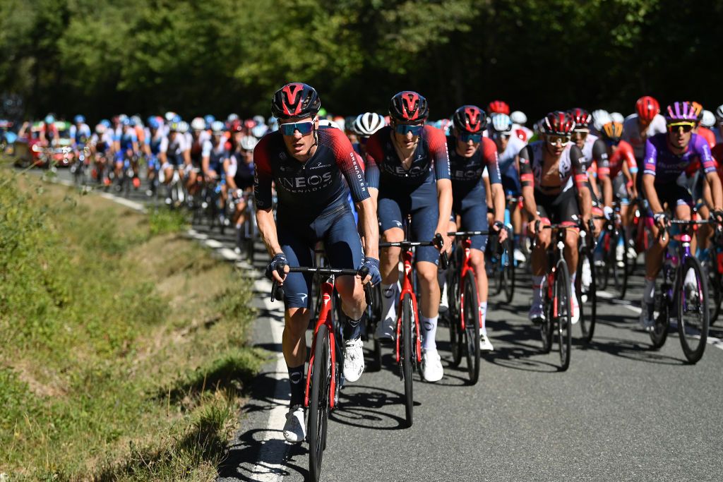 LAGUARDIA SPAIN AUGUST 23 Dylan Van Baarle of Netherlands and Team INEOS Grenadiers competes during the 77th Tour of Spain 2022 Stage 4 a 1524km stage from VitoriaGasteiz to Laguardia 627m LaVuelta22 WorldTour on August 23 2022 in Laguardia Spain Photo by Justin SetterfieldGetty Images