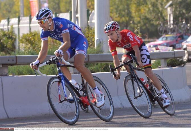 Laurent Mangel (FDJ.fr) and Tosh Van der Sande (Lotto Belisol) in the break