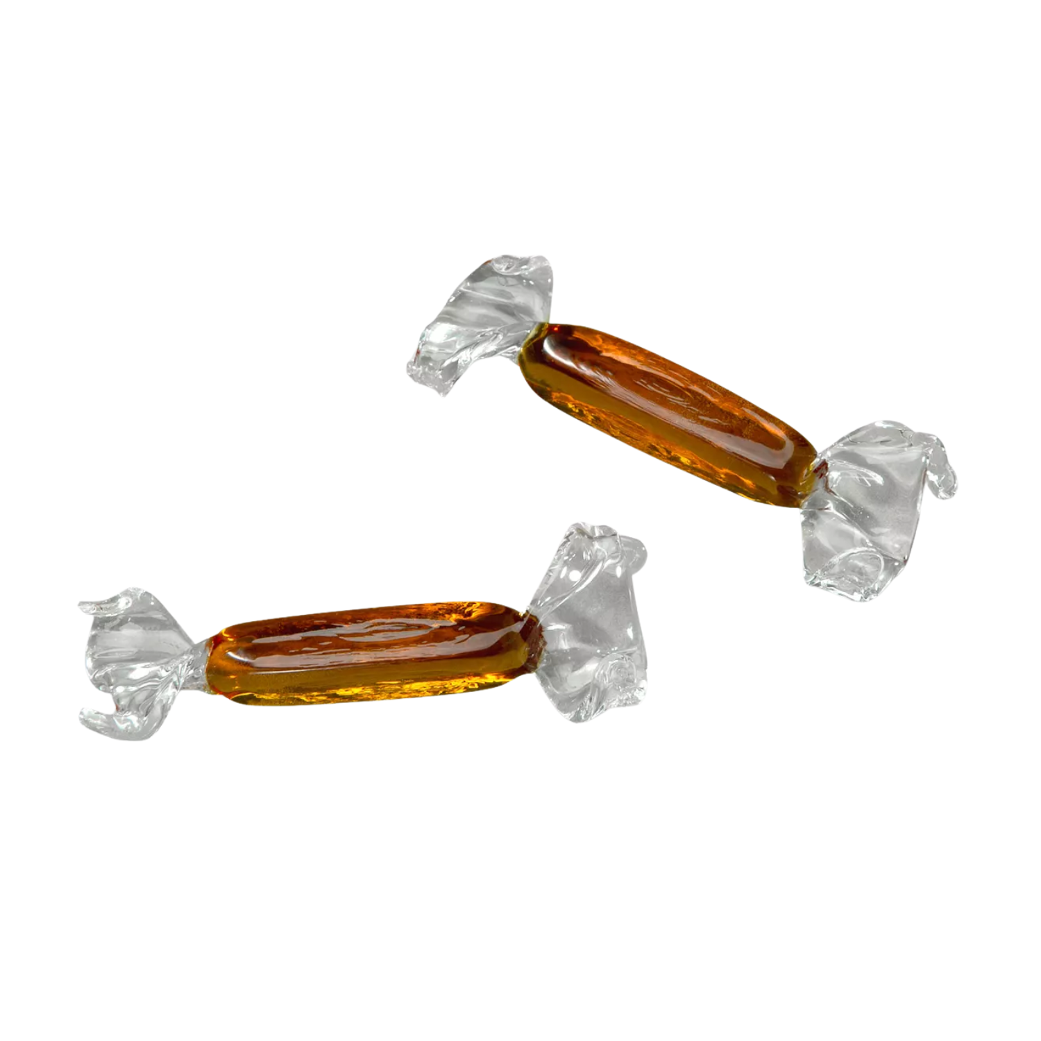 A set of amber candy cutlery rests