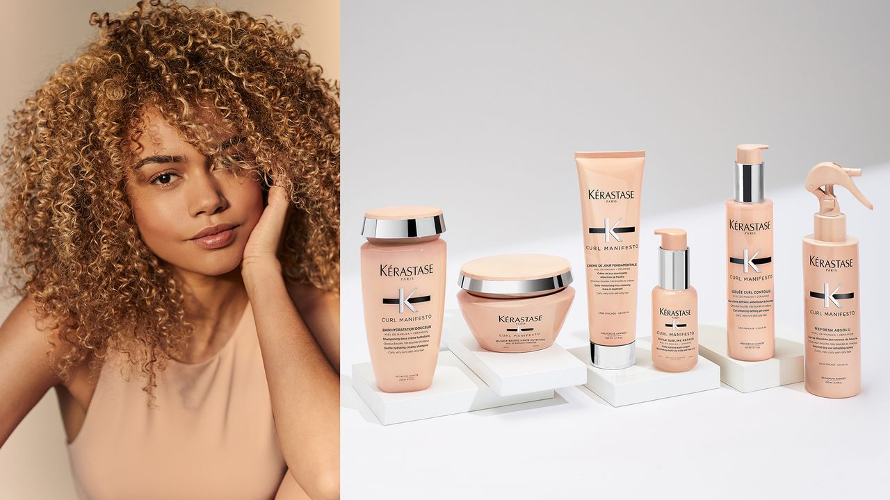 model alongside the Kérastase Curl Manifesto range