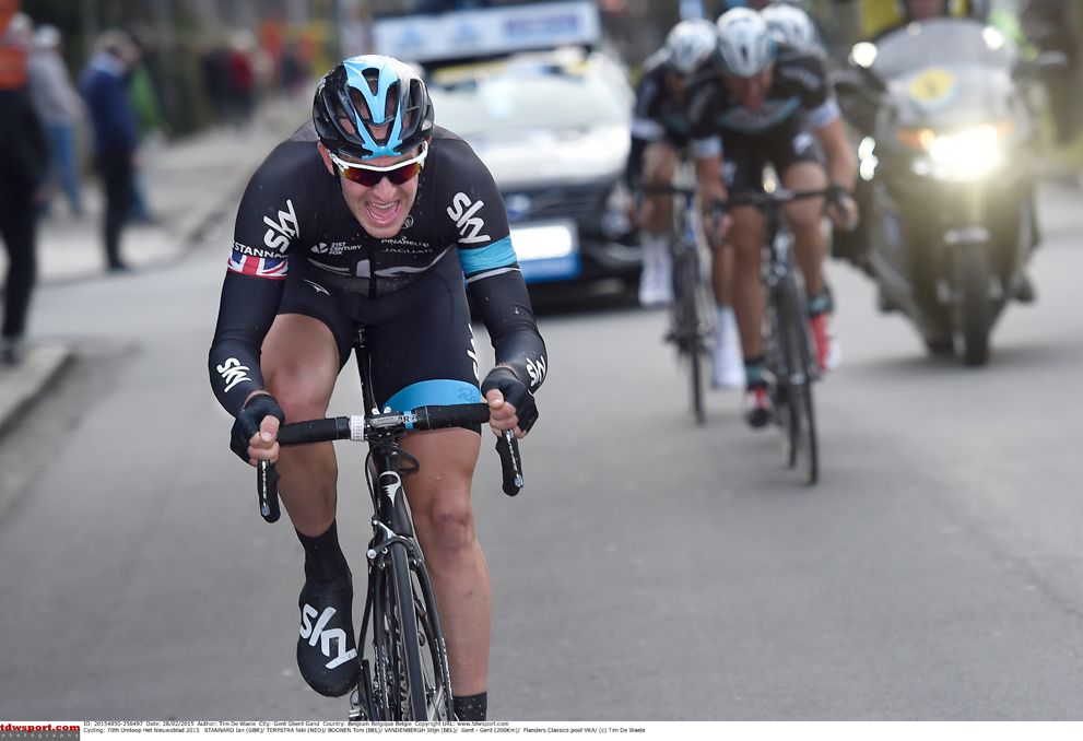 Ian Stannard (Team Sky) goes on the attack