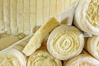 rolls of mineral wool insulation