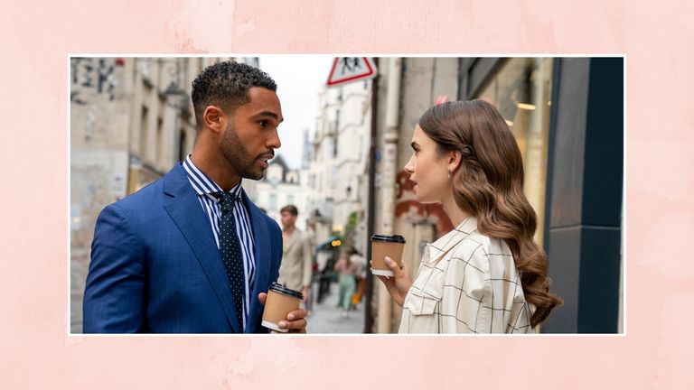 Emily in Paris. (L to R) Lucien Laviscount as Alfie, Lily Collins as Emily in episode 205 of Emily in Paris.
