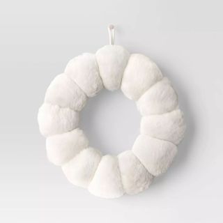 Christmas Cozy Decorative Faux Fur Wreath Cream - Threshold™