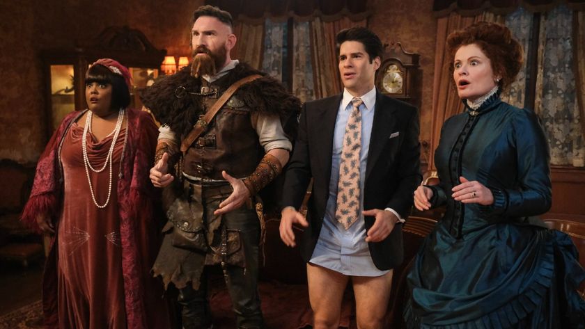 From left to right: Alberta, Thor, Trevor and Hetty all looking shocked on Ghosts. 