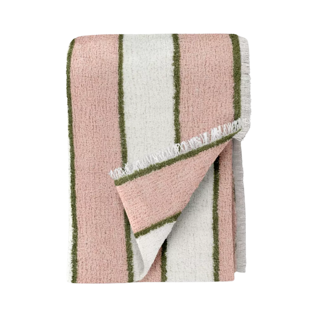 Cozy Woven Stripe Throw Blanket Pink/ivory/olive - Room Essentials™