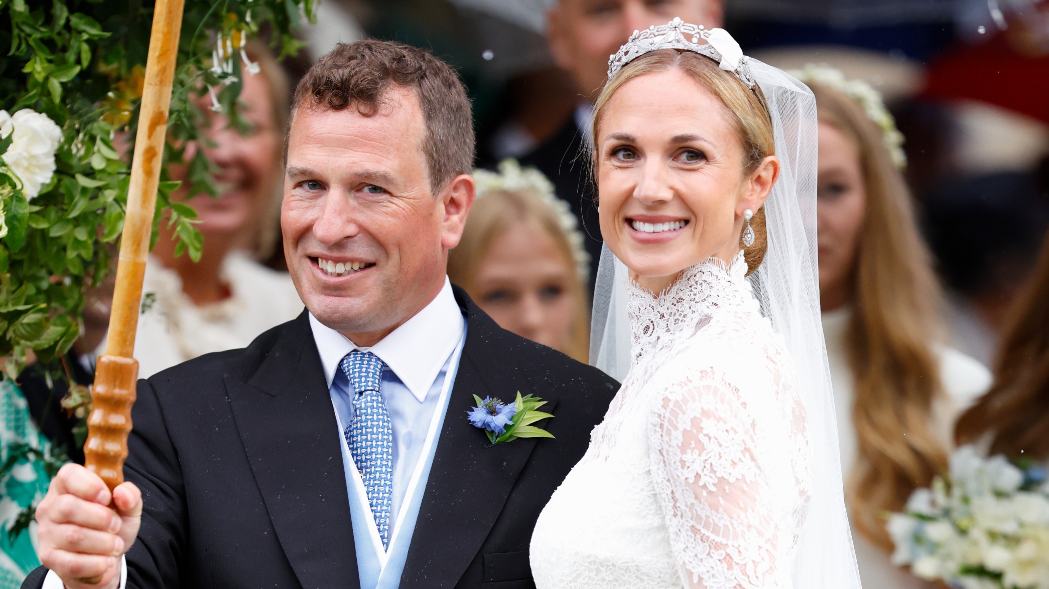 Peter Phillips and Harriet Sperling depart after their wedding on 6th June