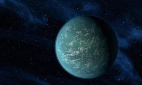 An artist&amp;#039;s conception of Kepler-22b, a planet 600 light years away from Earth, and the first confirmed planet outside our solar system that could conceivably harbor life as we know it.