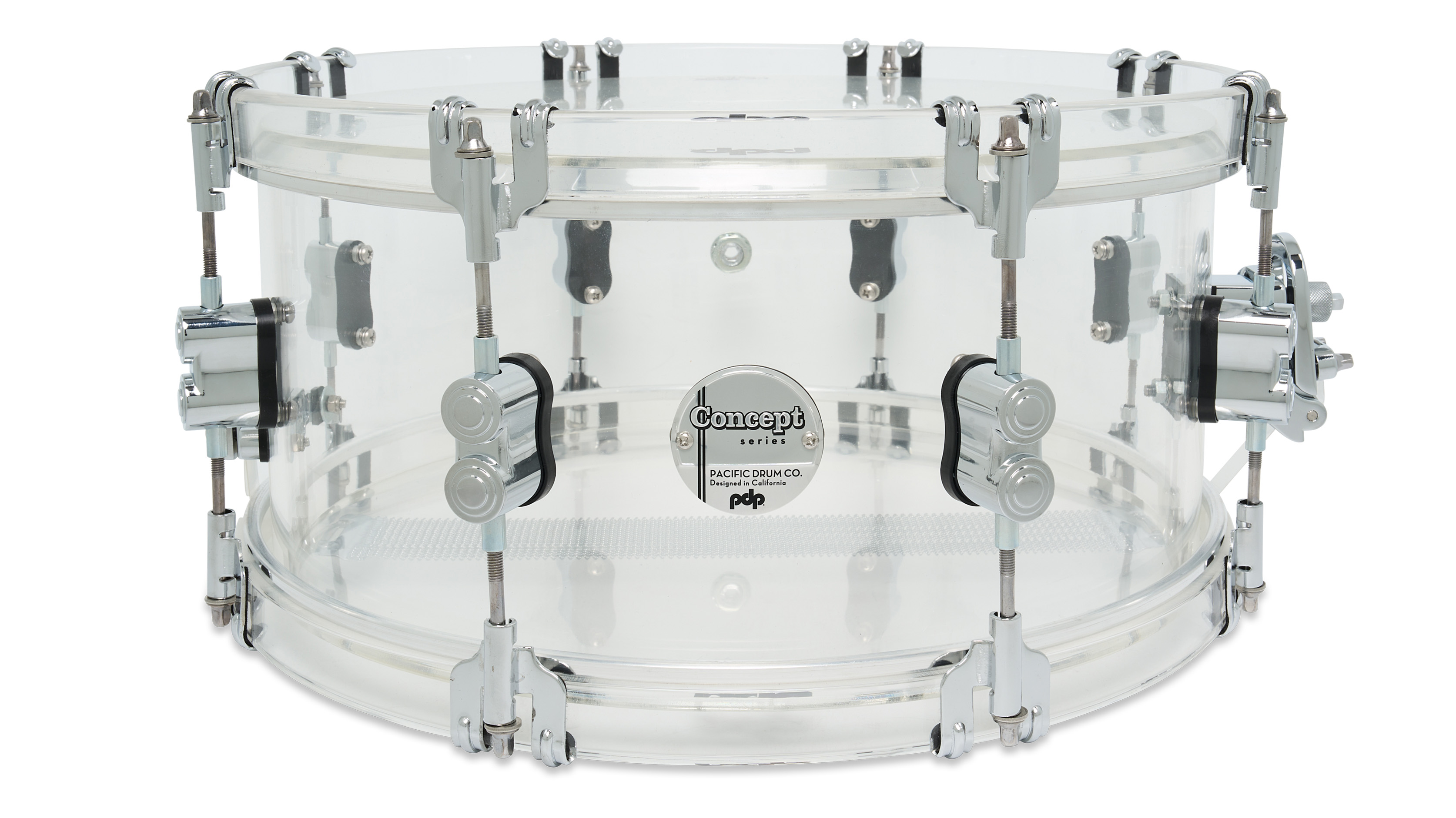 PDP Concept Clear Acrylic Kit and Snare with acrylic hoops
