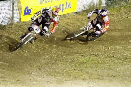 Two racers in a four cross heat