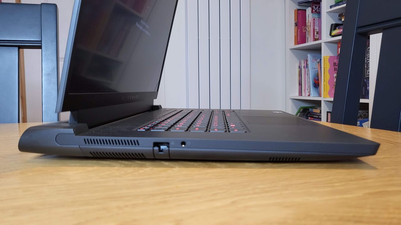Alienware m17 R5 AMD Advantage test unit on a table