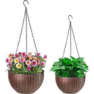 Foraineam 2-Pack Dual-pots Design Hanging Basket Planters 