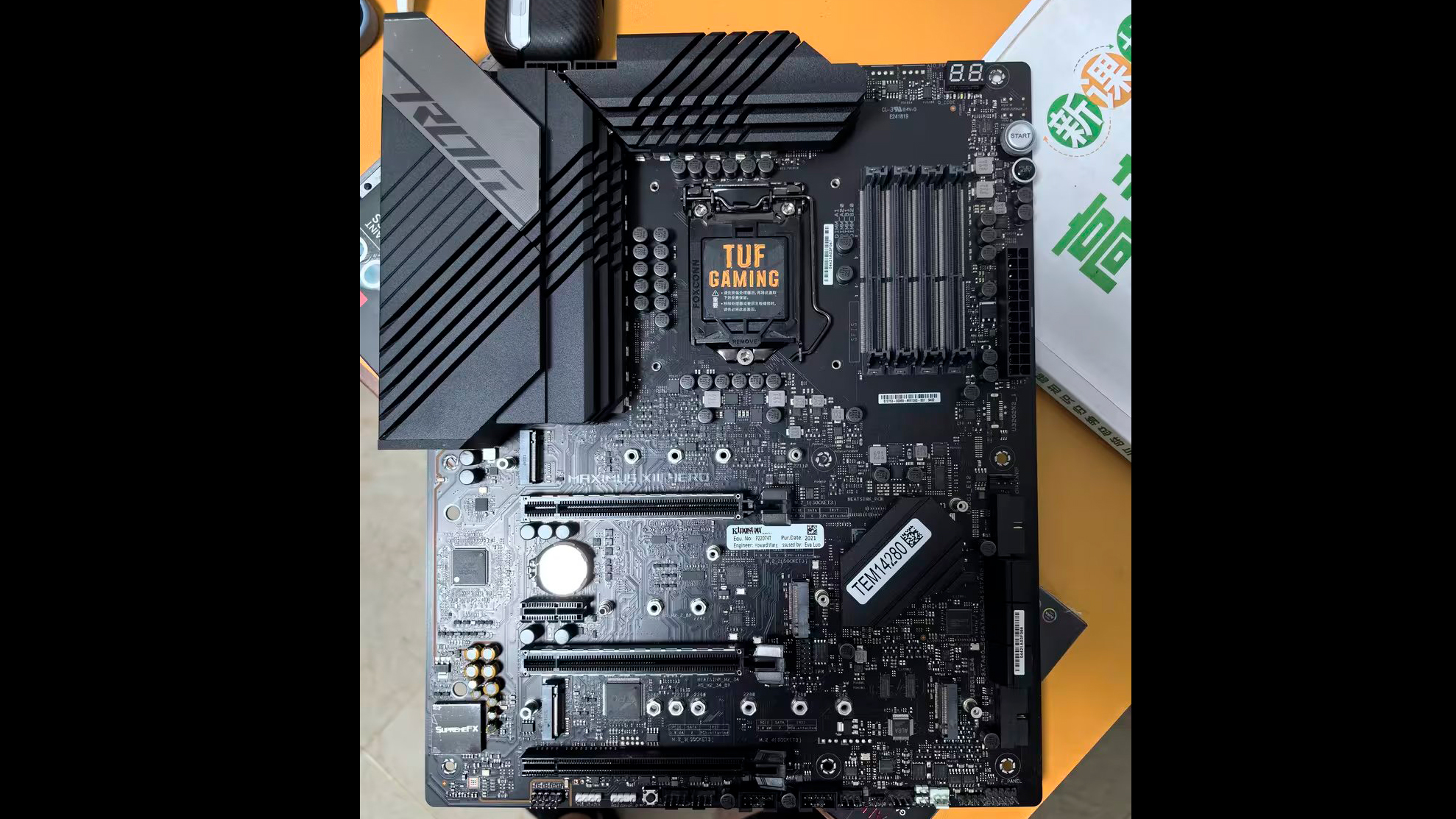 Mutant ASUS Frankenboard surfaces with SO-DIMM memory slots — rare Maximus XIII Hero includes Kingston Fury logo