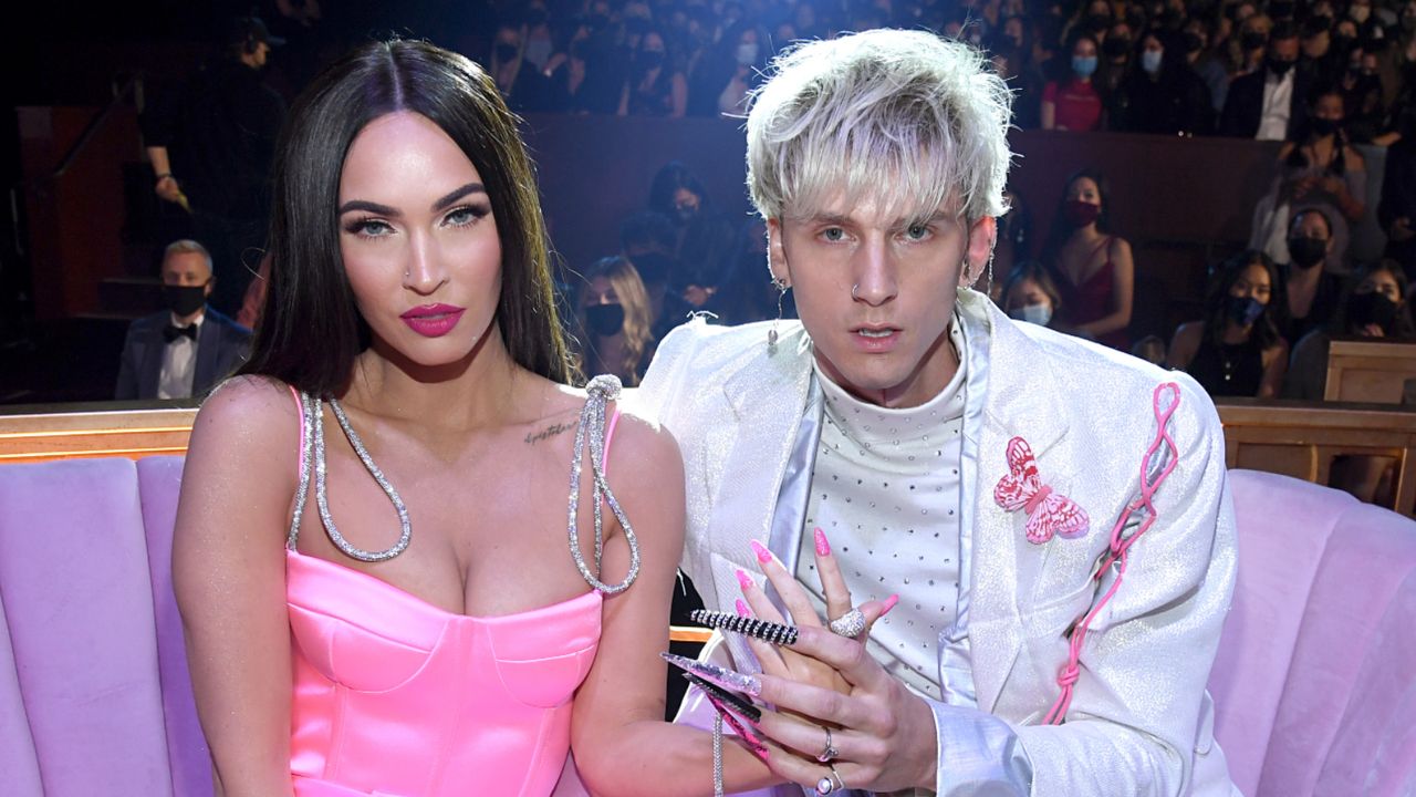 Megan Fox and Machine Gun Kelly attend the 2021 iHeartRadio Music Awards at The Dolby Theatre in Los Angeles, California, which was broadcast live on FOX on May 27, 2021.